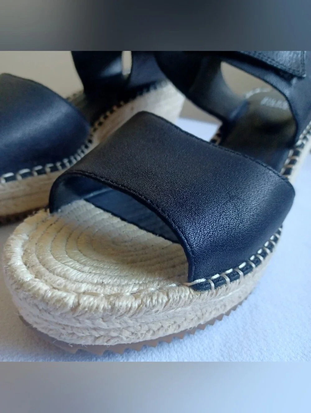 EILEEN FISHER Weslia Espadrille Wedge Sandal In Black 9.5